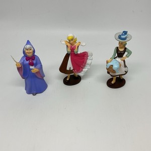 Disney Cinderella Figures Lot With Fairy Godmother Cake Topper