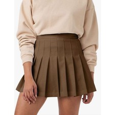 NWOT, Pleated Mini Skirt in Chocolate Brown, Size Small