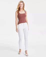 I.N.C. International Concepts Women's Mid Rise Skinny Jeans-White-4-DEFECT
