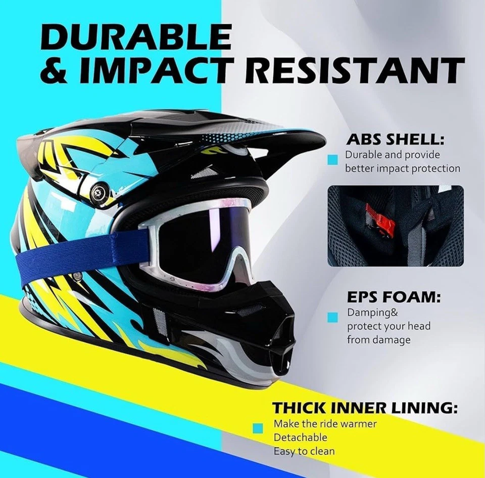 Casco ATV Loyoriwy para niños con visera moto de cross para niños 8-14 DOT aprobar talla (M) Foto 3 de 4