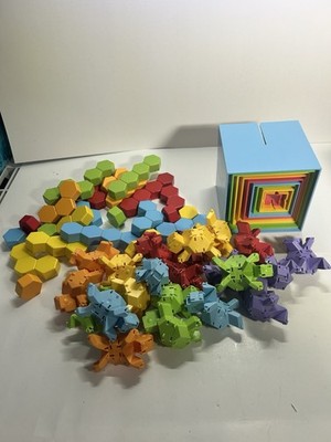 Fat Brain Toys Better Builders Building Set Rainbow Nesting Cube Animals LOT