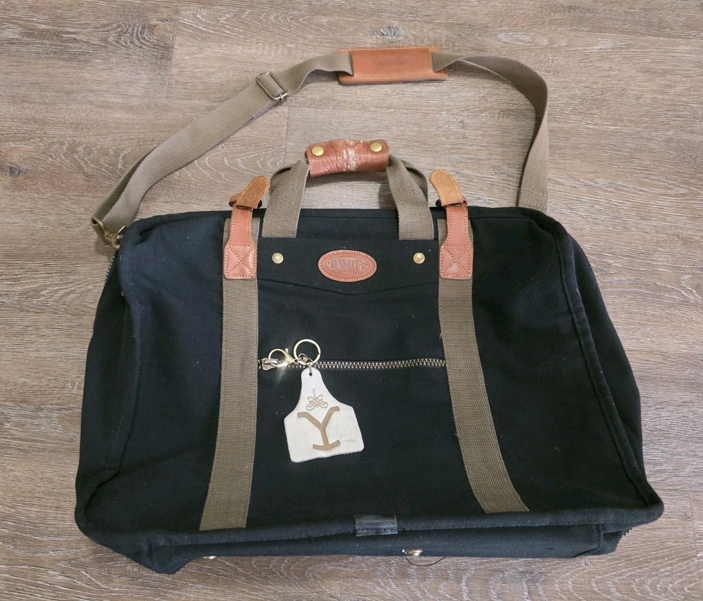 Bag Black Canvas Brown Leather