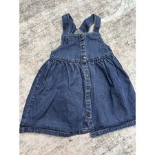 Chaps Toddlers Girls Dark Blue Denim Overall Dress Size 4