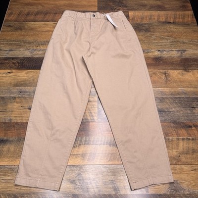 Bershka Loose Pleated Pants Womens Medium Tan High Rise Stretch New