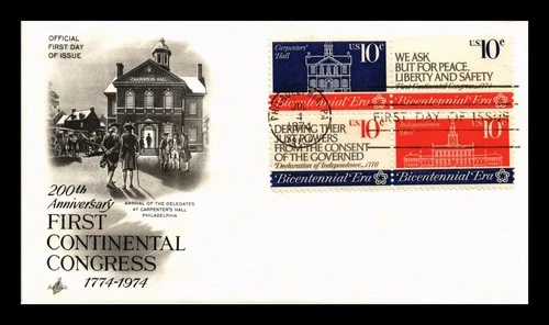 DR JIM STAMPS US COVER CONTINENTAL CONGRESS BICENTENNIAL FDC SETENANT ARTCRAFT