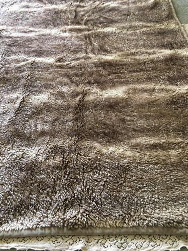 #2 Pottery Barn Throw Blanket Brown Ombre' Faux Fur Lined Warm Cozy 50x60 - Picture 2 of 6