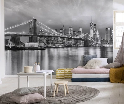 Schwarz und Weiß Fototapete 368x254cm New York City Wandbild Erwachsene Teen - Bild 1 von 4