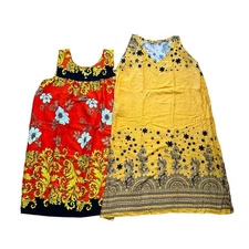 Tropical Hawaiian x2 Floral Yellow Orange Loungewear Large Sun Dress Womens