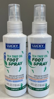 2x Lucky Tea Tree Oil Foot Spray Natural Essential Oils Plant Extracts 4 fl oz D