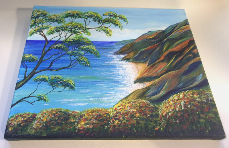 Seascape painting. Acrylic. 30 x 25 cm.  Art by Katya-Ukrainian artist.