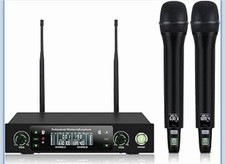 NEW Wireless Microphone System, Dual UHF Metal Cordless Mic Set - DJ Party 500ft