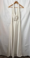 Antonio Melani white halter gown Wedding Dress W/3D flower Backless Size 12 NWT