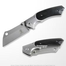 8" Tactical Spring Assisted Open Pocket Knife Cleaver Razor Blade w/ Wood handle