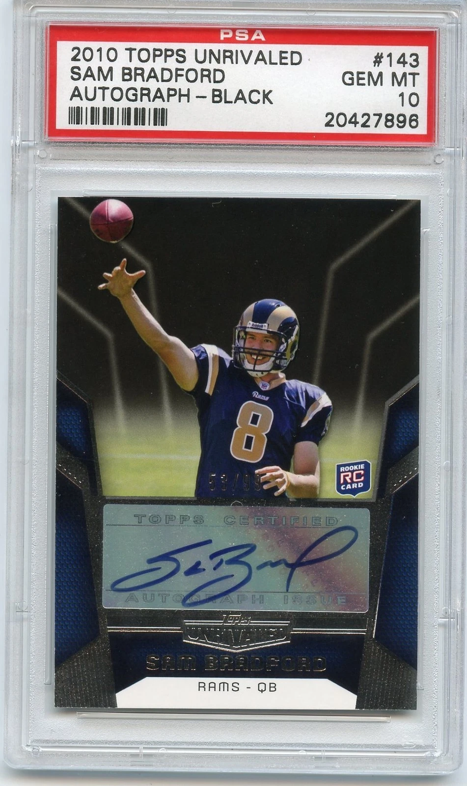 Sam Bradford Topps Unrivaled #143 Autograph-Black