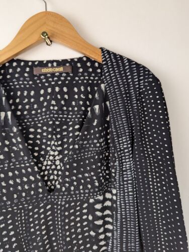 ROBERTO CAVALLI Women's Sz IT 38 US XS Black Maxi Dot Print Abstract Dress ITALY - Picture 2 of 9