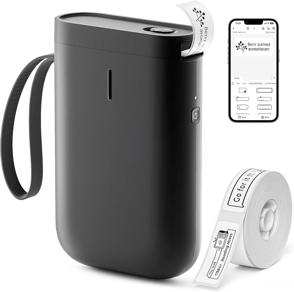 Portable D11 Label Printer with Wireless Connectivity and Included Tape