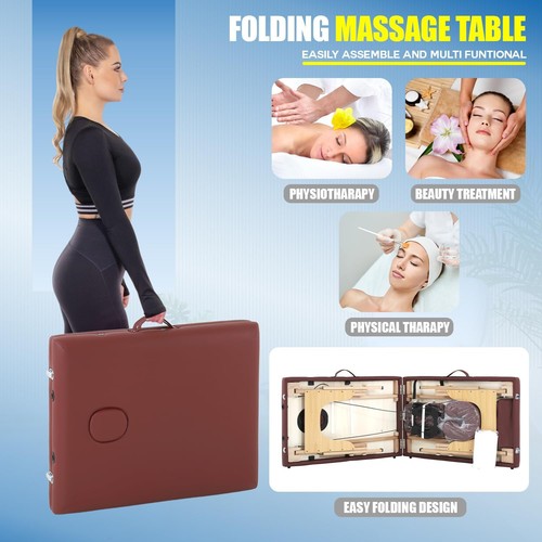 Massage Table Massage Bed Spa Bed 73" Long Portable 2 folding W/ Carry Case - Picture 4 of 7