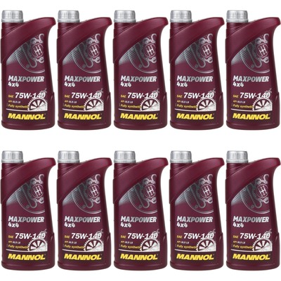 10x1 Liter Original MANNOL Getriebeöl Maxpower 4x4 75W-140 API GL 5 LS Gear Oil