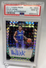 2017 Panini Prizm Mosaic Malik Monk Auto /99 RC ROOKIE PSA 10 Pop 6  SACRAMENTO
