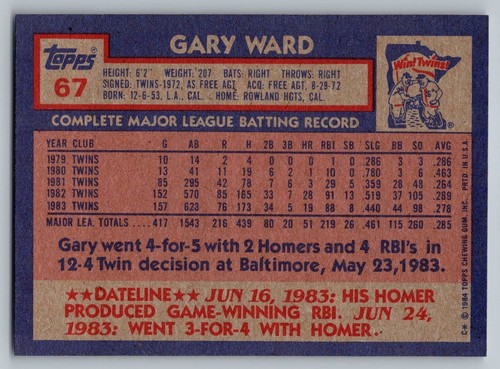 1984 Topps Baseball Singles #1-199. You Pick. NM - Picture 95 of 281