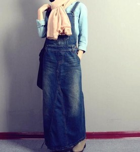 Zj Women Washed Denim Jumper Dress Jean Long Suspender Skirt Zj Women Washed Denim Jumper Dress Jean Long