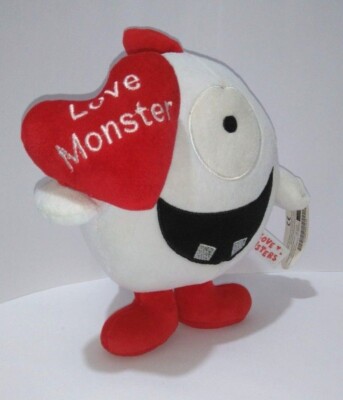 Card Factory seltenes weißes Dino Liebesmonster mit rotem Herz Plüschtier Stofftier Figur