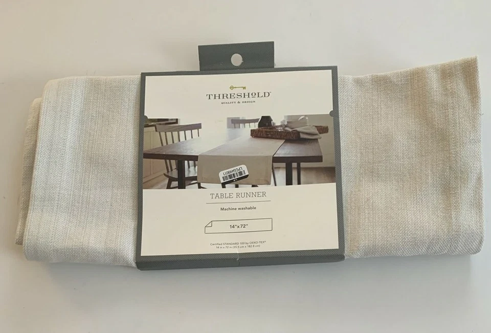 Threshold Farm House Table Runner Cotton Blend Solid Ivory size 14 x 72 New  - Image 3 of 4