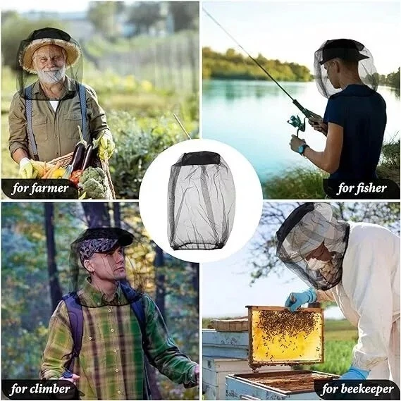 Elastic Midge Mosquito Head Net Hat Insect Fly Mesh Face Protect Travel Camping - Image 2 of 4