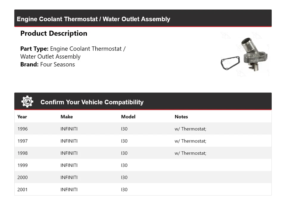 Termostato de refrigerante de motor Infiniti I30 1996-01/conjunto de salida de agua 4 estaciones Foto 2 de 4