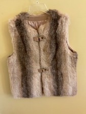 VTG Faux Fur Vest Brown Women 1970s Country Pacer Snaps Med/10