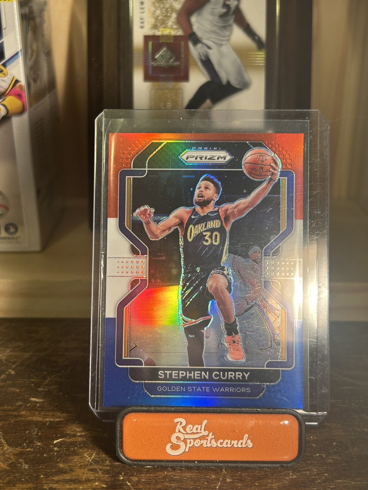 2021-22 Prizm Stephen Curry Red White Blue PRizm #154 Warriors
