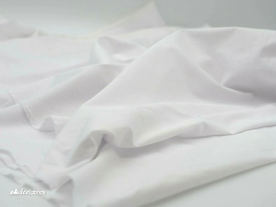 COTTON Spandex Fabric By The Yard (White) 2 Way Stretch Fabric Soft Cotton  - Image 2 of 4
