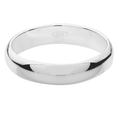 STERLINGSILBER EHERINGE KOSTENLOSE GRAVUR 4 MM D-FORM DAMEN HERREN HOFBAND