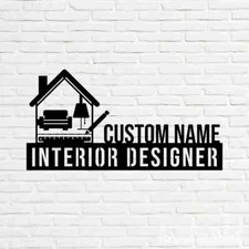 Personalized Interior Designer Metal Name sign Work Office Door Desk Wall Art