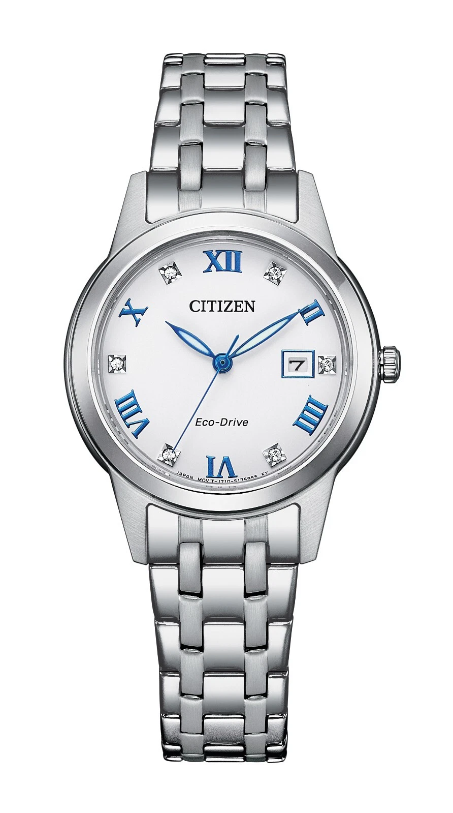 Citizen Eco-Drive Women's Calendar Roman Numerals Crystals Watch 29MM FE1240-57A