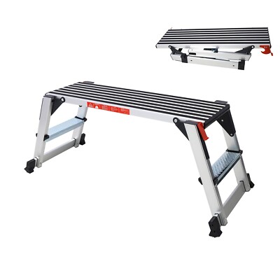330lbs Aluminum Stool Folding Bench Work Platform Non-slip Drywall Ladder
