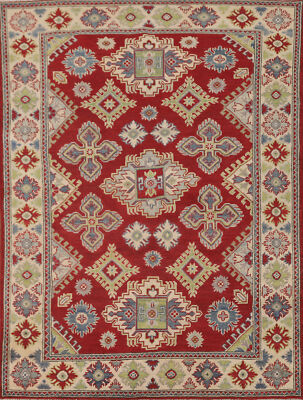 Authentic Kazak Pakistan Handmade Rug Traditional Design Wool Craftsmanship 5x6