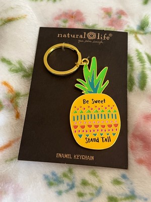 Natural Life Enamel PINEAPPLE KEYCHAIN ''Be Sweet Stand Tall'' NEW NIP