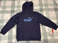 PUMA Big Kids' Essentials Two-Tone Big Logo Hoodie Navy Size S Boy 