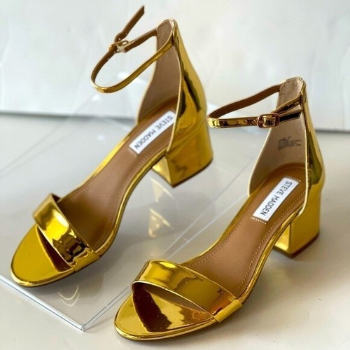 Steve Madden Womens Gold Wedge Sandals Platform Strappy Dress Heels Irenee, 7M - Picture 3 of 9