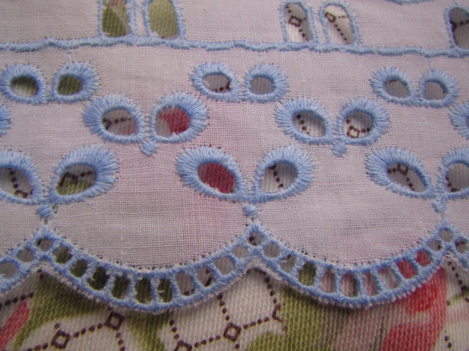 300 cm de dentelle ancienne broderie anglaise  passe ruban larg  4,8 cm coton - Photo 3/4