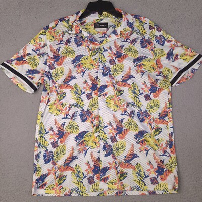 Original Use Floral Jersey Shirt Mens Medium Floral Button Up Short Sleeve