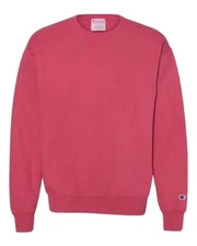 Champion Men Garment Dyed Crewneck Sweatshirt Blend V-notch CD400 Small Crimson