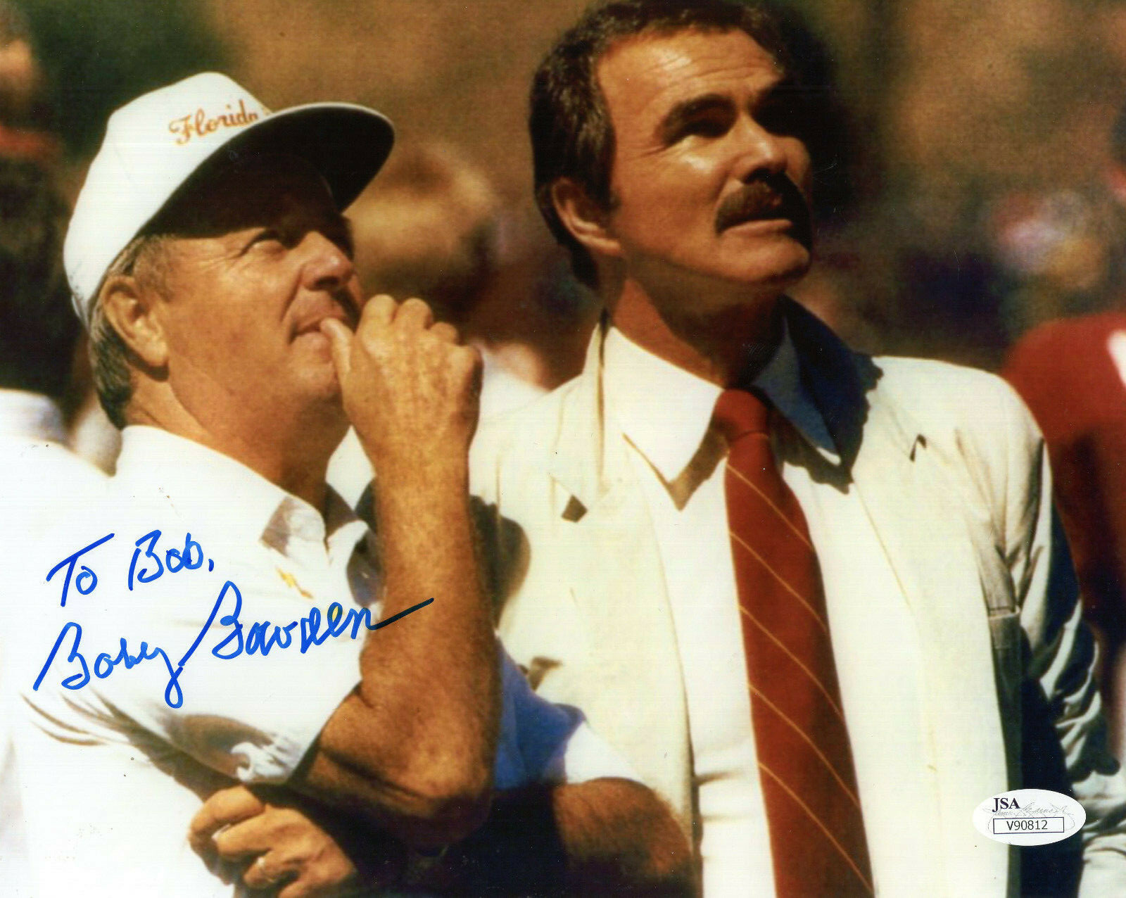Bobby Bowden Autographed Signed Florida State Seminoles HAND 8x10 COLOR PHOTO WITH BURT REYNOLDS TO BOB JSA 