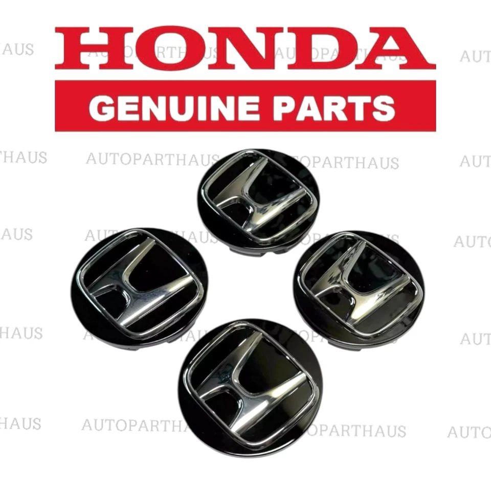 JUEGO DE 4 TAPA CENTRAL RUEDA HONDA ACCORD SPORT 18-25 NEGRO/CROMO OEM NUEVO Foto 3 de 4