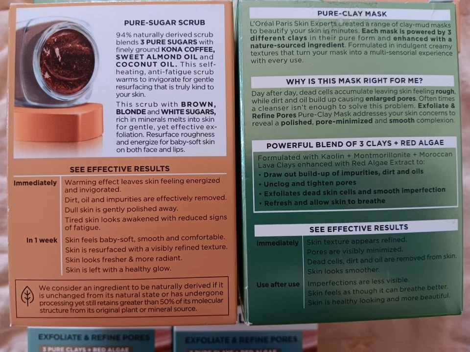 L'Oreal Paris Pure Sugar Scrub Resurface Energize Coffee Clay Red Algae Mask Lot - Image 3 of 3