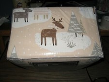 NEW KING SIZE FLANNEL SHEET SET HOLIDAY CHRISTMAS REINDEER 100 COTTON