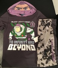 Boys 8 OR 10 Buzz Lightyear Hooded Mask Shirt Shorts Set 2 Piece Outfit Set