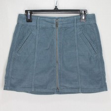 American Eagle Hi-Rise A-Line Corduroy Skirt Womens Size 6 Blue Zip Front Mini