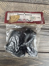 Miniature Fibre Craft Black Santa Boots Decorative Use Only Ages 3 Vintage
